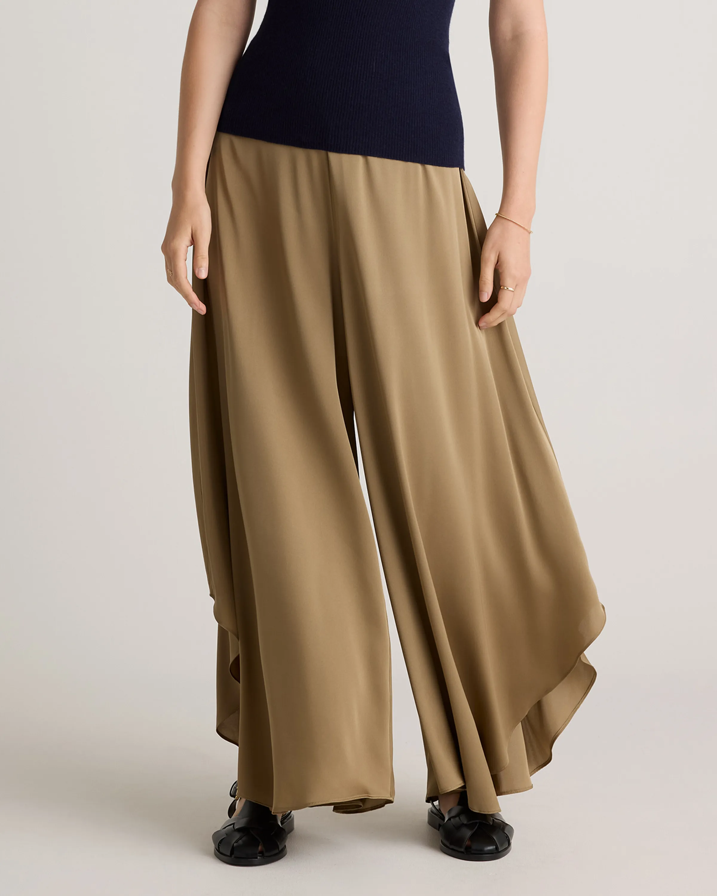 Washable Stretch Silk Palazzo Pants