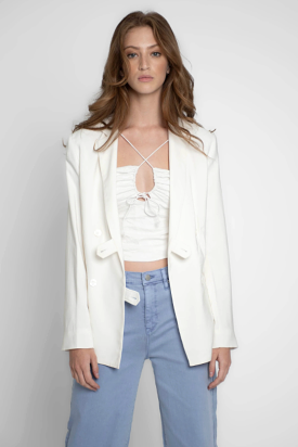 White Feather Crepe Blazer