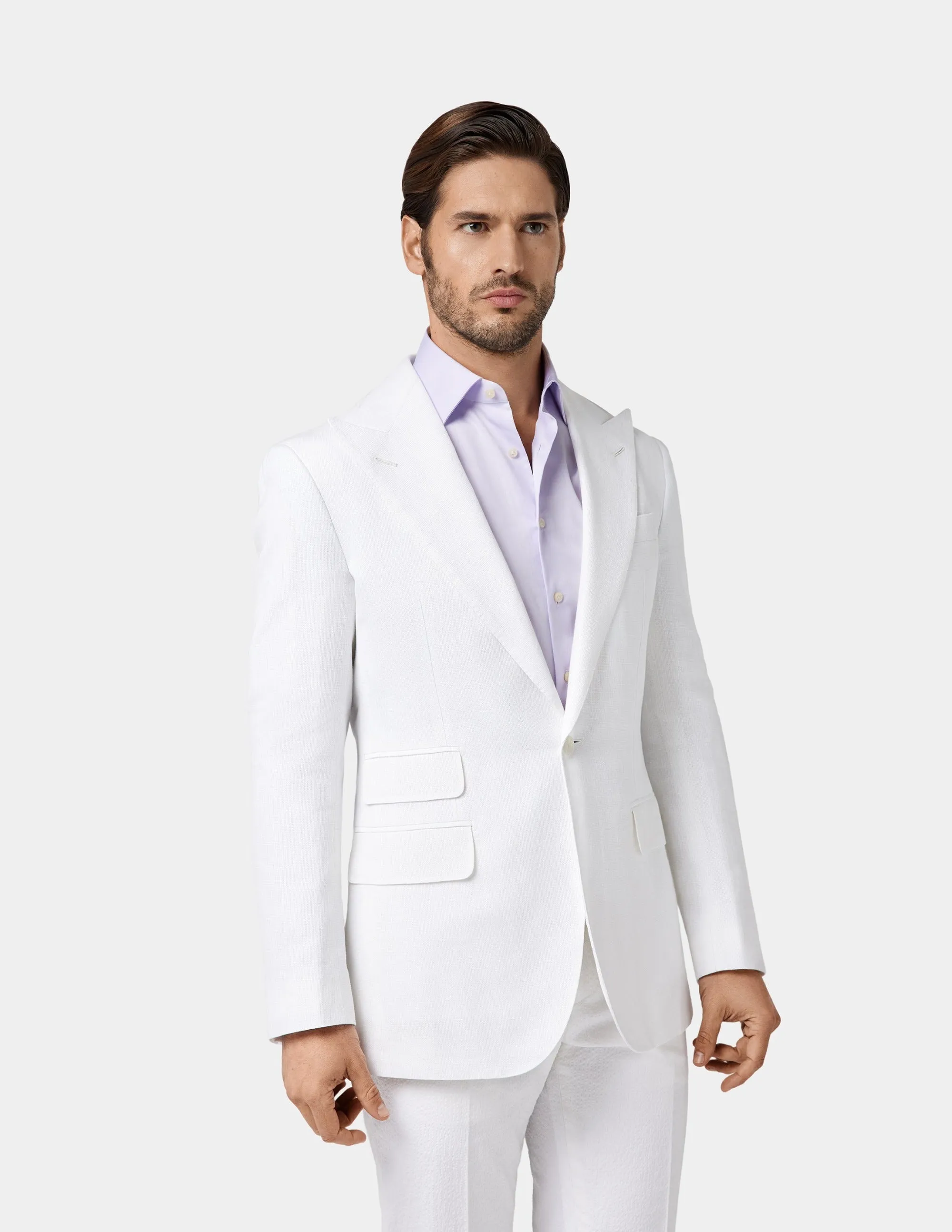 White Optical Single Breasted Jacket