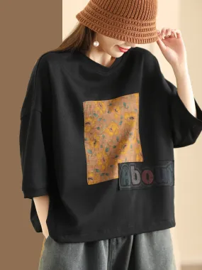 Women Summer Flower Spliced Pullover Shirt CO1012